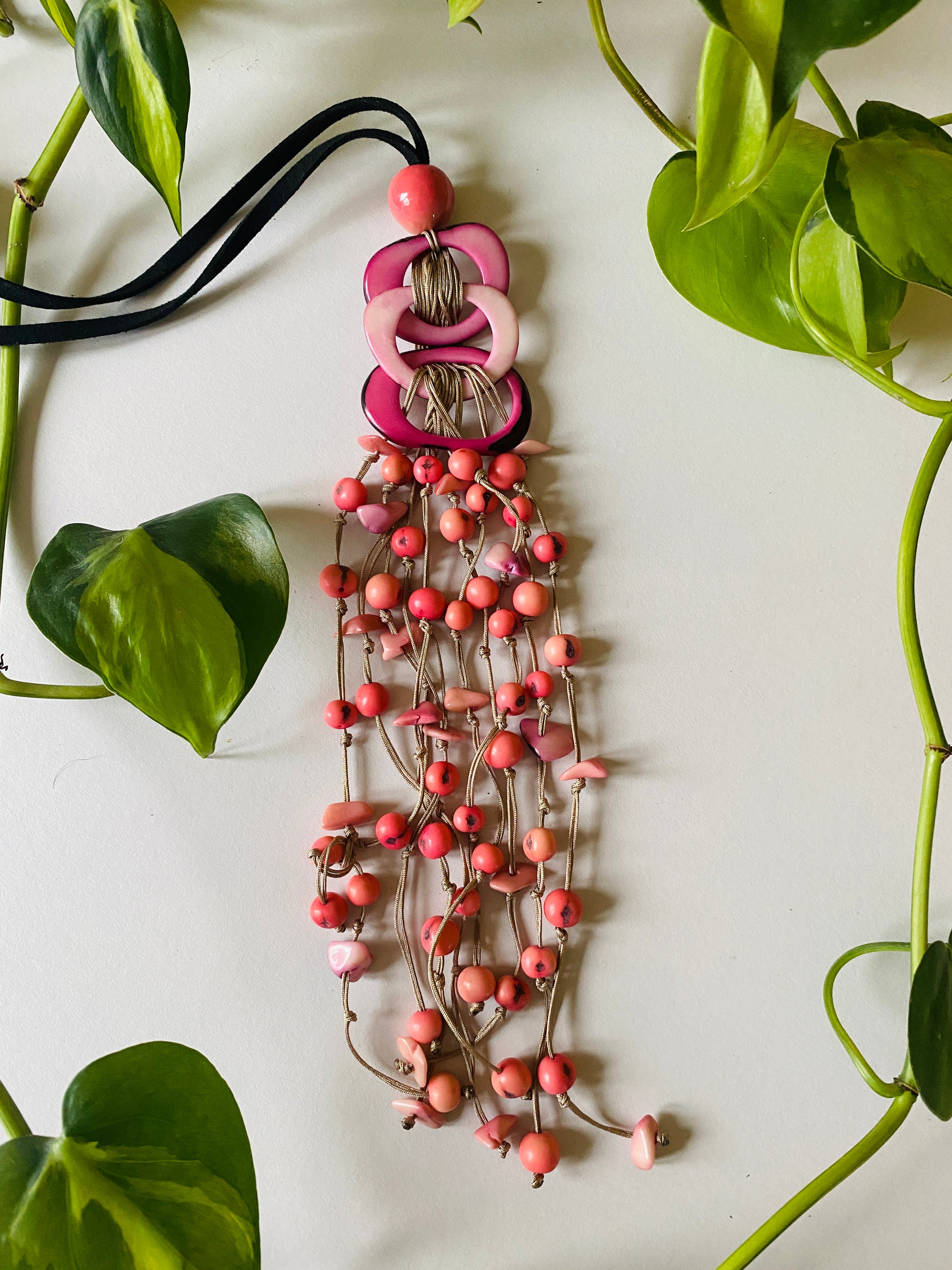 Pink Rings Tagua Necklace